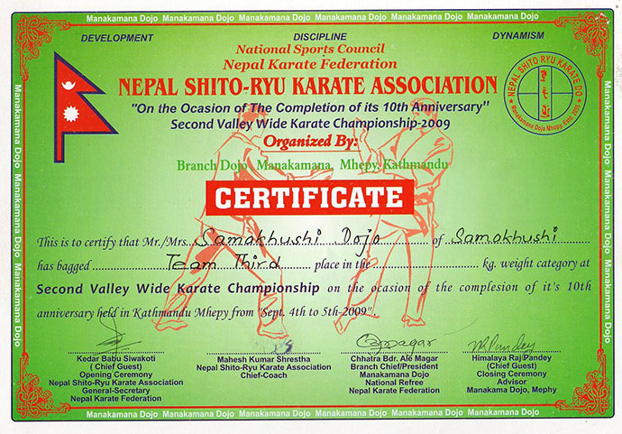 2nd Valley wide Shito-ryu Karate championship 2009 held at Maipi, Kathmandu 